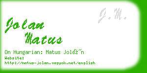 jolan matus business card